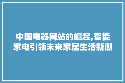 中国电器网站的崛起,智能家电引领未来家居生活新潮流 中国电器网站的崛起,智能家电引领未来家居生活新潮流 电脑配置