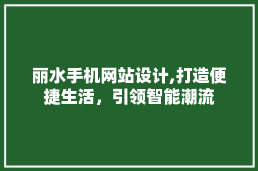 丽水手机网站设计,打造便捷生活，引领智能潮流