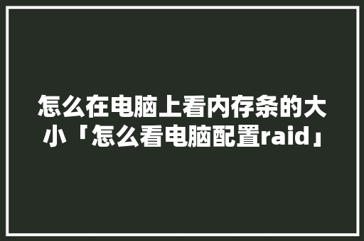 怎么在电脑上看内存条的大小「怎么看电脑配置raid」 怎么在电脑上看内存条的大小「怎么看电脑配置raid」 电脑配置