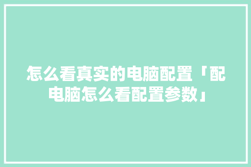 怎么看真实的电脑配置「配电脑怎么看配置参数」