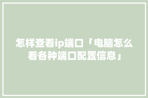 怎样查看ip端口「电脑怎么看各种端口配置信息」
