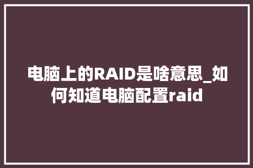 电脑上的RAID是啥意思_如何知道电脑配置raid