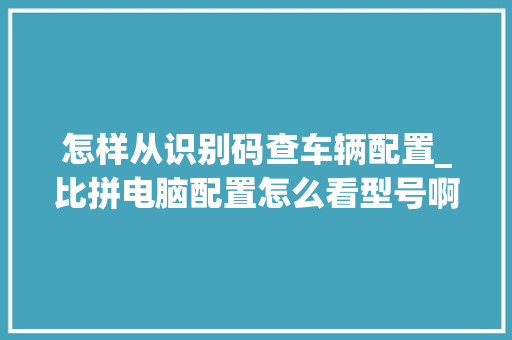 怎样从识别码查车辆配置_比拼电脑配置怎么看型号啊 操作系统