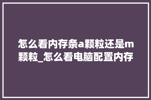 怎么看内存条a颗粒还是m颗粒_怎么看电脑配置内存颗粒型号 电脑故障维修