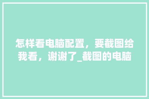 怎样看电脑配置，要截图给我看，谢谢了_截图的电脑配置怎么看啊