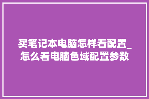 买笔记本电脑怎样看配置_怎么看电脑色域配置参数 网络技术