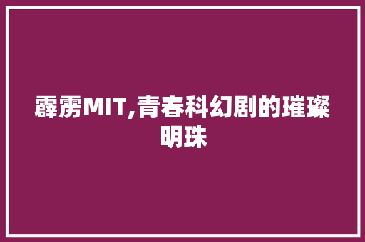 霹雳MIT,青春科幻剧的璀璨明珠 电脑配置