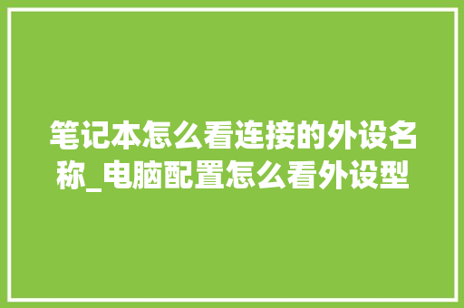 笔记本怎么看连接的外设名称_电脑配置怎么看外设型号啊