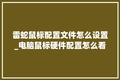 雷蛇鼠标配置文件怎么设置_电脑鼠标硬件配置怎么看的 电脑故障维修
