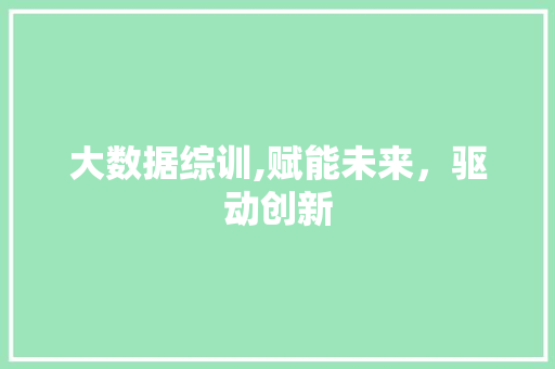 大数据综训,赋能未来，驱动创新 电脑基础