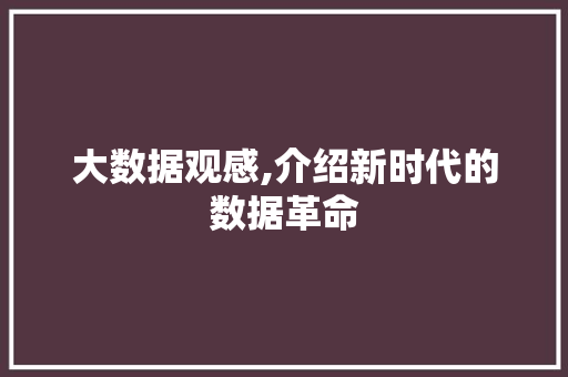 大数据观感,介绍新时代的数据革命 电脑配置