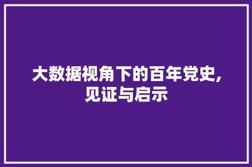 大数据视角下的百年党史,见证与启示 网络技术