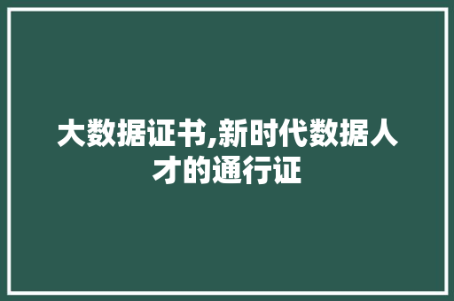 大数据证书,新时代数据人才的通行证 电脑故障维修 大数据证书,新时代数据人才的通行证 电脑故障维修