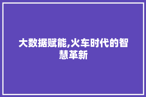 大数据赋能,火车时代的智慧革新 编程语言