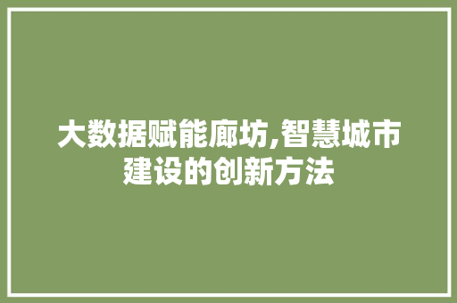 大数据赋能廊坊,智慧城市建设的创新方法 网络技术 大数据赋能廊坊,智慧城市建设的创新方法 网络技术