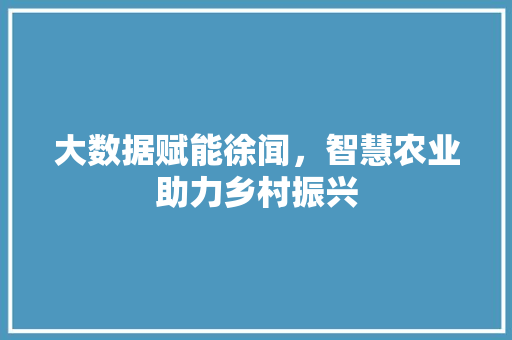 大数据赋能徐闻，智慧农业助力乡村振兴 电脑配置