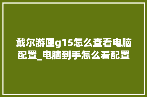 戴尔游匣g15怎么查看电脑配置_电脑到手怎么看配置参数 操作系统