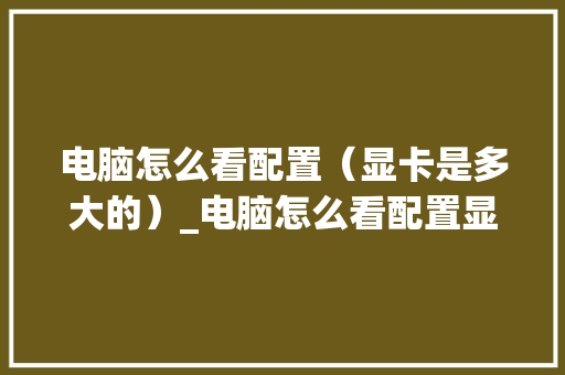 电脑怎么看配置（显卡是多大的）_电脑怎么看配置显卡 操作系统