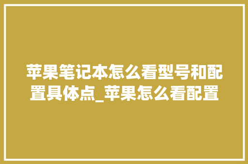 苹果笔记本怎么看型号和配置具体点_苹果怎么看配置电脑配置参数 网络技术