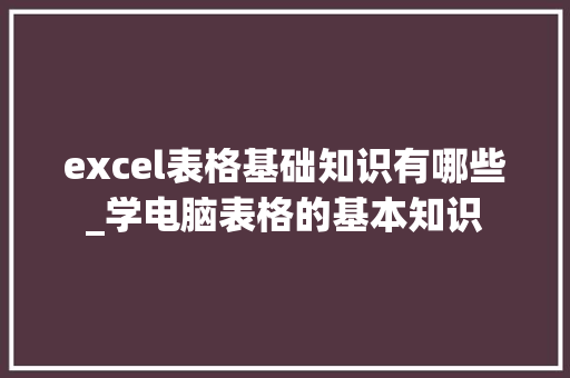 excel表格基础知识有哪些_学电脑表格的基本知识 电脑基础