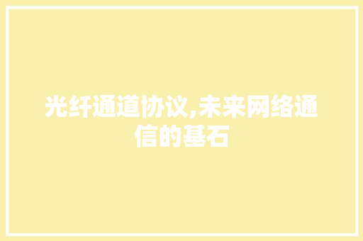 光纤通道协议,未来网络通信的基石 编程语言
