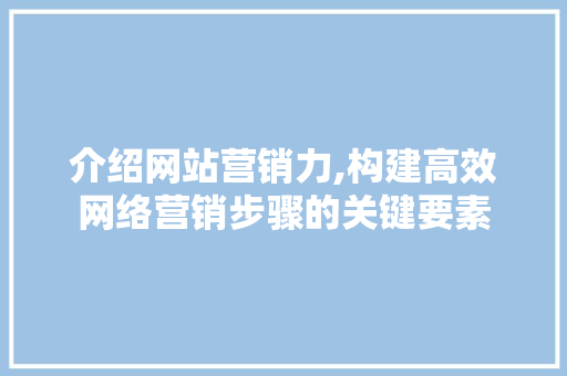 介绍网站营销力,构建高效网络营销步骤的关键要素