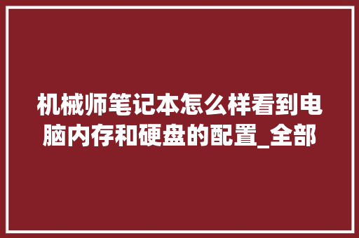 机械师笔记本怎么样看到电脑内存和硬盘的配置_全部的电脑配置怎么看的 电脑配置