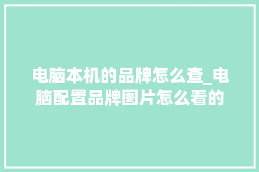 电脑本机的品牌怎么查_电脑配置品牌图片怎么看的 网络技术
