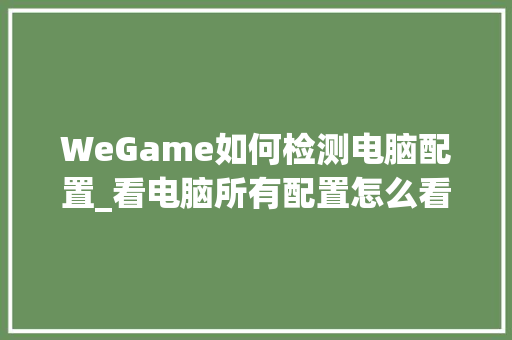 WeGame如何检测电脑配置_看电脑所有配置怎么看的 编程语言
