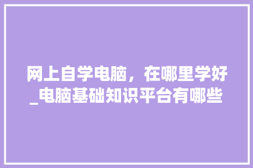 网上自学电脑，在哪里学好_电脑基础知识平台有哪些 网络技术