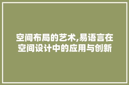 空间布局的艺术,易语言在空间设计中的应用与创新 编程语言