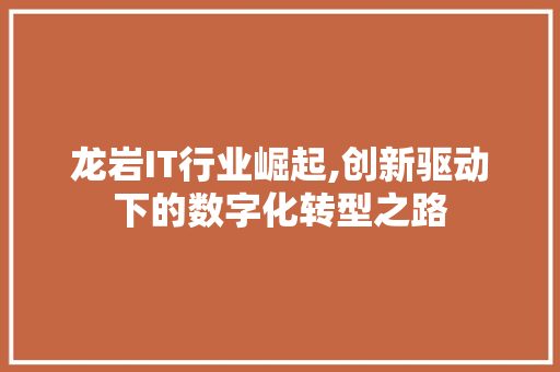 龙岩IT行业崛起,创新驱动下的数字化转型之路 操作系统