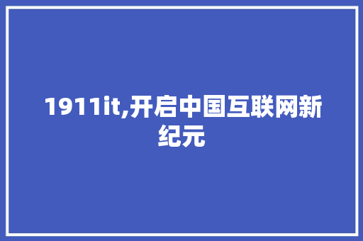 1911it,开启中国互联网新纪元 电脑故障维修