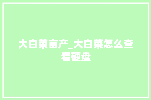大白菜亩产_大白菜怎么查看硬盘 操作系统