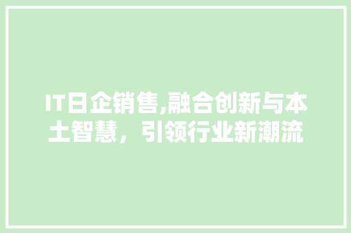 IT日企销售,融合创新与本土智慧，引领行业新潮流 电脑基础