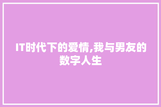 IT时代下的爱情,我与男友的数字人生 电脑配置