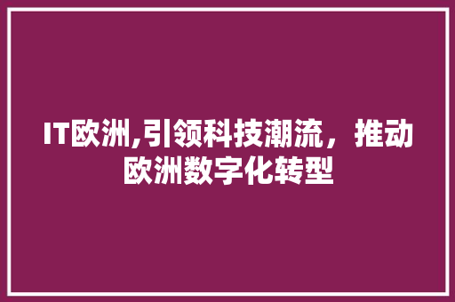 IT欧洲,引领科技潮流，推动欧洲数字化转型