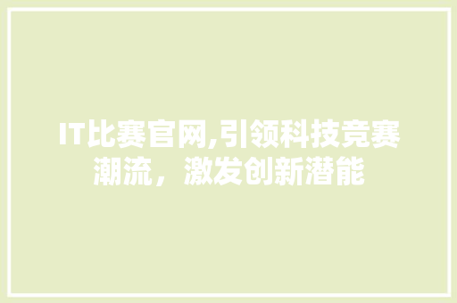 IT比赛官网,引领科技竞赛潮流，激发创新潜能 电脑基础