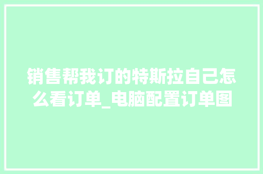 销售帮我订的特斯拉自己怎么看订单_电脑配置订单图片怎么看的