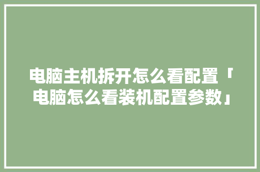 电脑主机拆开怎么看配置「电脑怎么看装机配置参数」 电脑基础 电脑主机拆开怎么看配置「电脑怎么看装机配置参数」 电脑主机拆开怎么看配置「电脑怎么看装机配置参数」 电脑基础