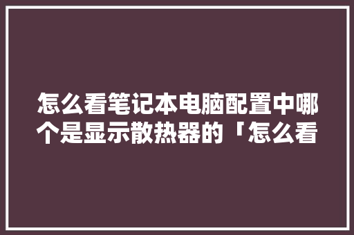 怎么看笔记本电脑配置中哪个是显示散热器的「怎么看电脑的散热配置参数」 编程语言 怎么看笔记本电脑配置中哪个是显示散热器的「怎么看电脑的散热配置参数」 怎么看笔记本电脑配置中哪个是显示散热器的「怎么看电脑的散热配置参数」 编程语言