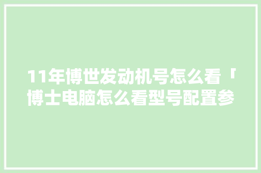 11年博世发动机号怎么看「博士电脑怎么看型号配置参数」