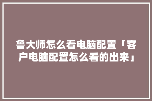 鲁大师怎么看电脑配置「客户电脑配置怎么看的出来」 鲁大师怎么看电脑配置「客户电脑配置怎么看的出来」 电脑基础