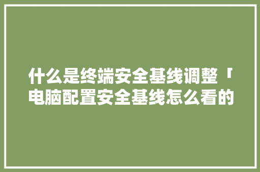 什么是终端安全基线调整「电脑配置安全基线怎么看的」 电脑配置 什么是终端安全基线调整「电脑配置安全基线怎么看的」 什么是终端安全基线调整「电脑配置安全基线怎么看的」 电脑配置