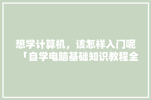 想学计算机，该怎样入门呢「自学电脑基础知识教程全套视频」