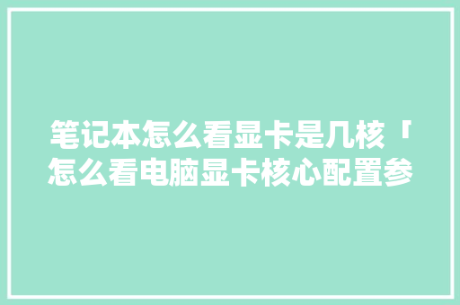 笔记本怎么看显卡是几核「怎么看电脑显卡核心配置参数」 笔记本怎么看显卡是几核「怎么看电脑显卡核心配置参数」 网络技术