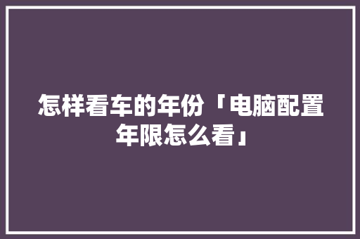 怎样看车的年份「电脑配置年限怎么看」 怎样看车的年份「电脑配置年限怎么看」 电脑故障维修