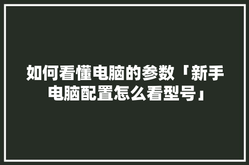 如何看懂电脑的参数「新手电脑配置怎么看型号」 如何看懂电脑的参数「新手电脑配置怎么看型号」 电脑故障维修