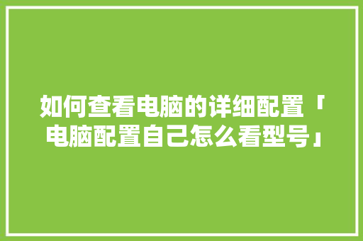 如何查看电脑的详细配置「电脑配置自己怎么看型号」 如何查看电脑的详细配置「电脑配置自己怎么看型号」 网络技术