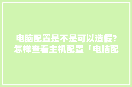 电脑配置是不是可以造假？怎样查看主机配置「电脑配置造假怎么看出来」